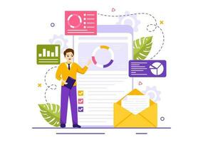 Market Research and Analysis Vector Illustration with Team Management and Analytics for Making Data Statistics in Flat Cartoon Hand Drawn Templates