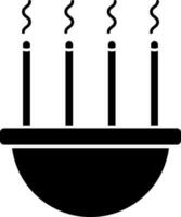 Black and White incense burner icon in flat style. vector