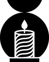 Black and White illustration of illuminated candle flat icon. vector