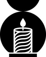 Black and White illustration of illuminated candle flat icon. vector