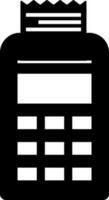 Black and White pos terminal in flat style. Glyph icon or symbol. vector