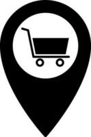 compras puntero icono en negro y blanco color. vector