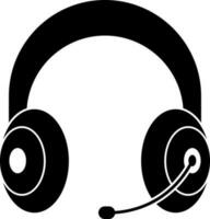 Black and White headset icon or symbol. vector