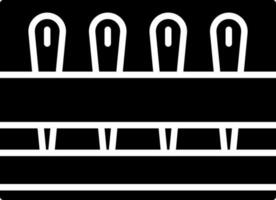 Black and White needles box icon in flat style. vector