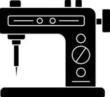 Black and White sewing machine in flat style. Glyph icon or symbol. vector