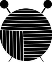 Wool ball with two knitting needle. Glyph icon or symbol. vector
