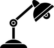 Black and White desk lamp icon in flat style. vector