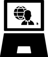 Internet user profile on laptop screen icon. vector