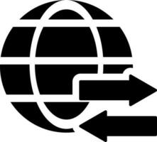global transferir icono en negro y blanco color. vector