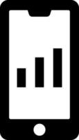 Bar graph on smartphone screen glyph icon. vector