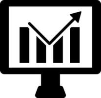 Financial bar graph chart on desktop screen icon. vector