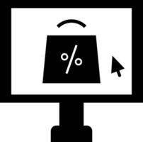 Online shopping discount in computer screen icon. vector