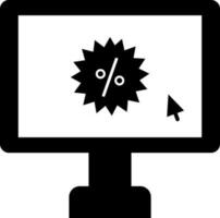 Online sale discount in computer screen icon. vector