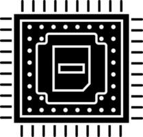 Processor chip icon or symbol in flat style. vector