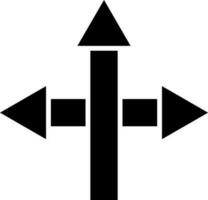 Three way intersection arrow icon. vector