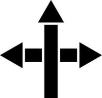 Three way intersection arrow icon. vector