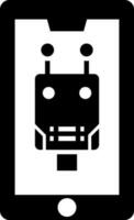 Robot controlled by smartphone icon. vector