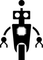 Wheeled robot with microchip icon or symbol. vector