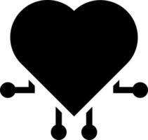 Heart shape robot icon in black color. vector
