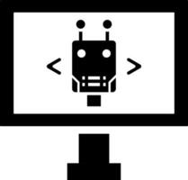 Robot programming or software updating in computer icon. vector