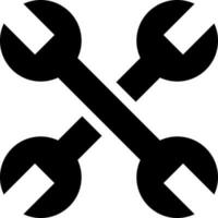Crossed wrench icon in black color. vector