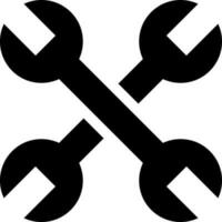 Crossed wrench icon in black color. vector