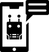 Robotic voice assistant in smartphone icon. vector