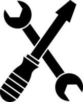 Wrench or screwdriver icon in Black and White color. vector