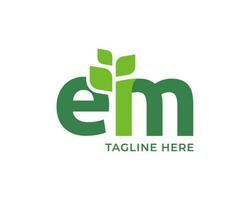 Letter EM leaf nature logo vector