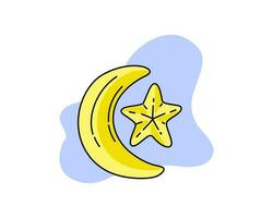 Illustration of a crescent moon and star. Islamic illustration vector