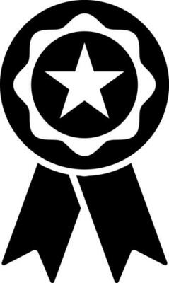 Star badge award icon in Black and White color.