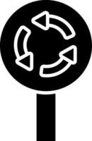 Roundabout sign board glyph icon. vector