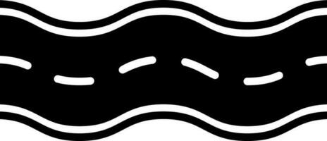 Black and White illustration of waving road icon. vector