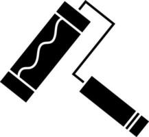 Black and White paint roller in flat style. Glyph icon or symbol. vector