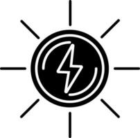 plano estilo solar energía icono en negro y blanco color. vector