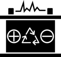 Recycling car battery in Black and White color. Glyph icon or symbol. vector