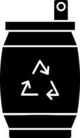 Black and White recycling can icon in flat style. vector