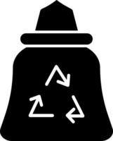 Flat style Black and White garbage sack icon or symbol. vector