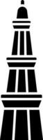 Qutub minar glyph icon or symbol. vector