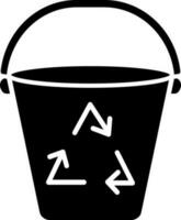 Recycle bucket icon in Black and White color. vector