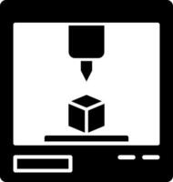 Black and White 3d printer icon in flat style. vector