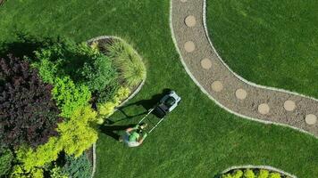 Aerial View Of Lawn Maintenance. video