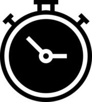 Black and White alarm clock icon in flat style. vector