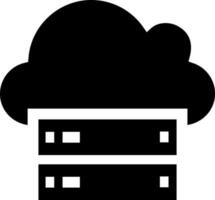 Illustration of cloud with server glyph icon. vector