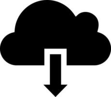 Glyph cloud download icon or symbol. vector