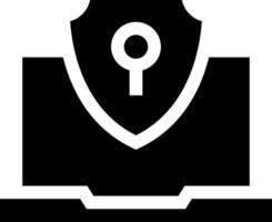 Laptop lock glyph icon in flat style. vector