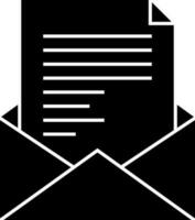 Black and White blank letter in envelope icon. vector