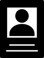 Black and White illustration of user information card icon. vector