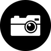 Illustration of digital camera glyph icon. vector