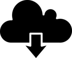 Download cloud server icon in Black and White color. vector